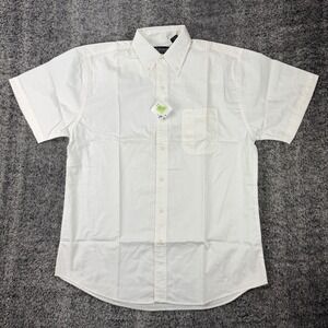 Edwards Service Mates Mens M White Button Down Short Sleeve Shirt Teflon NEW